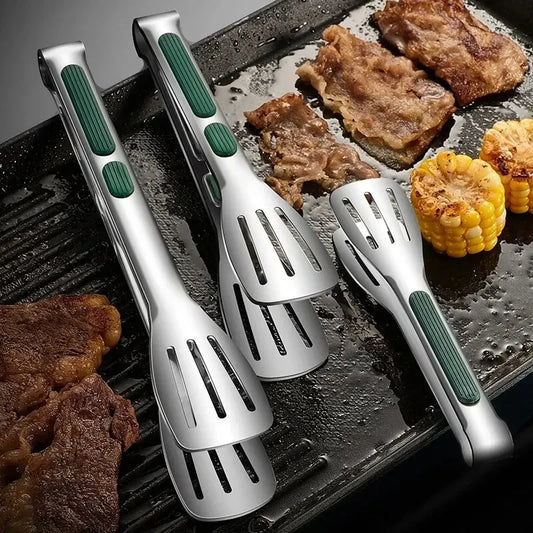 Stainless Steel Non-Slip Food Tongs | BBQ Grill & Kitchen Clamp Kitchen Food Tongs Oasis Select