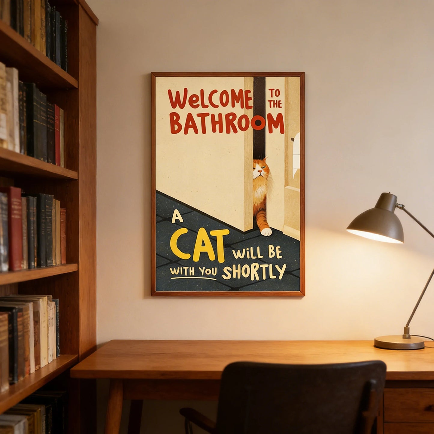 Funny Cat Bathroom Canvas Wall Art Print – Cat Lover Gift Canvas Wall Art Print Peaceful Pleasures Health and Wellness