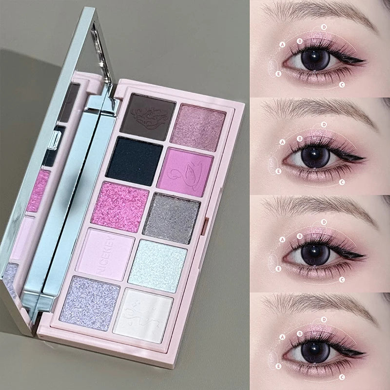 NICEKEY 9-Piece Makeup Set – Eyes, Lips, Blush & Necklace Gift