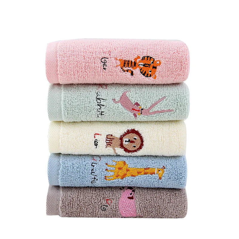 Kids Cartoon Animal Cotton Hand & Face Towel | Soft 25x25cm