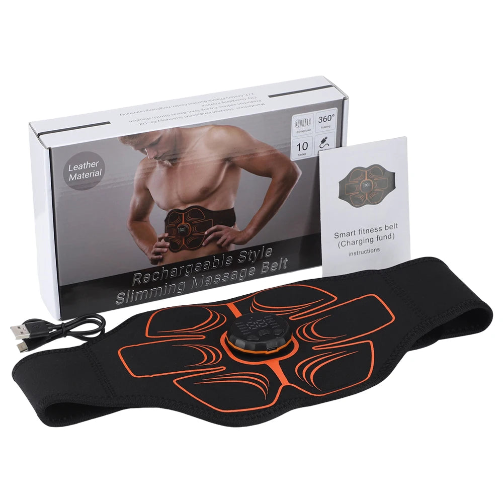 EMS Abdominal Belt 10 Modes 30 Levels Rechargeable Ab Stimulator Muscle Toner Portable Waist Trainer for Men Women Home Office Peaceful Pleasures Health and Wellness massage belt