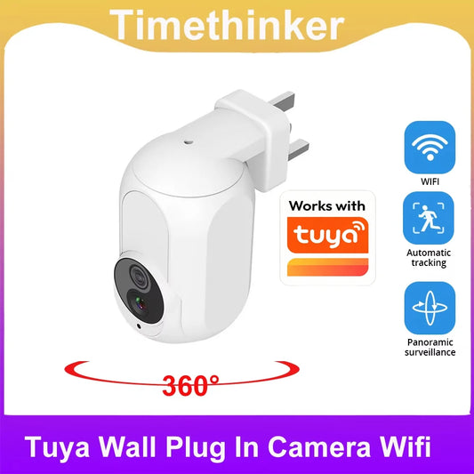 Tuya Wall Plug In Camera Wifi 360° 1080P Surveillance Home Security Protection Night Vision LED Lamp Light IP Cameras Peaceful Pleasures Health and Wellness