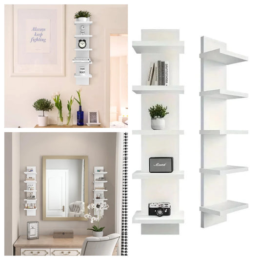 5 Layer Wall Shelf, Vertical Column Storage, Floating Decorative Rack, High Tower Design, Bedroom Living Room Practical Holder Peaceful Pleasures Health and Wellness