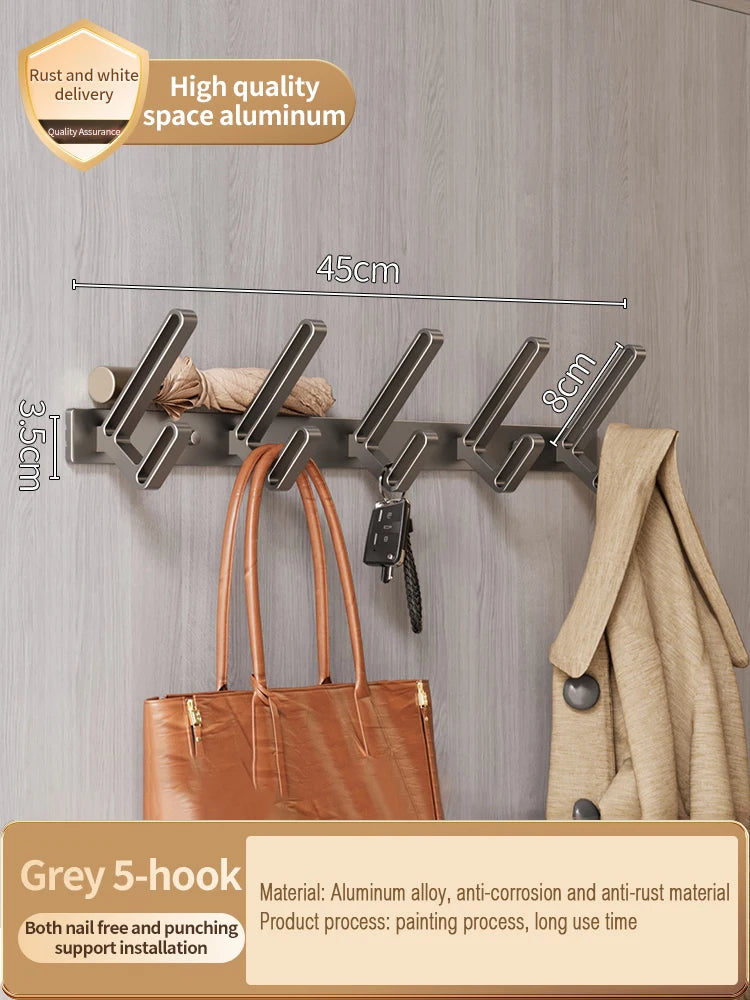 No-Drill Aluminum Wall Hooks – 6 Robe & Clothes Hangers