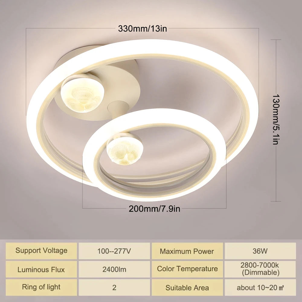 Modern LED Ring Chandelier 4-9 Rings | Remote Dimming Light