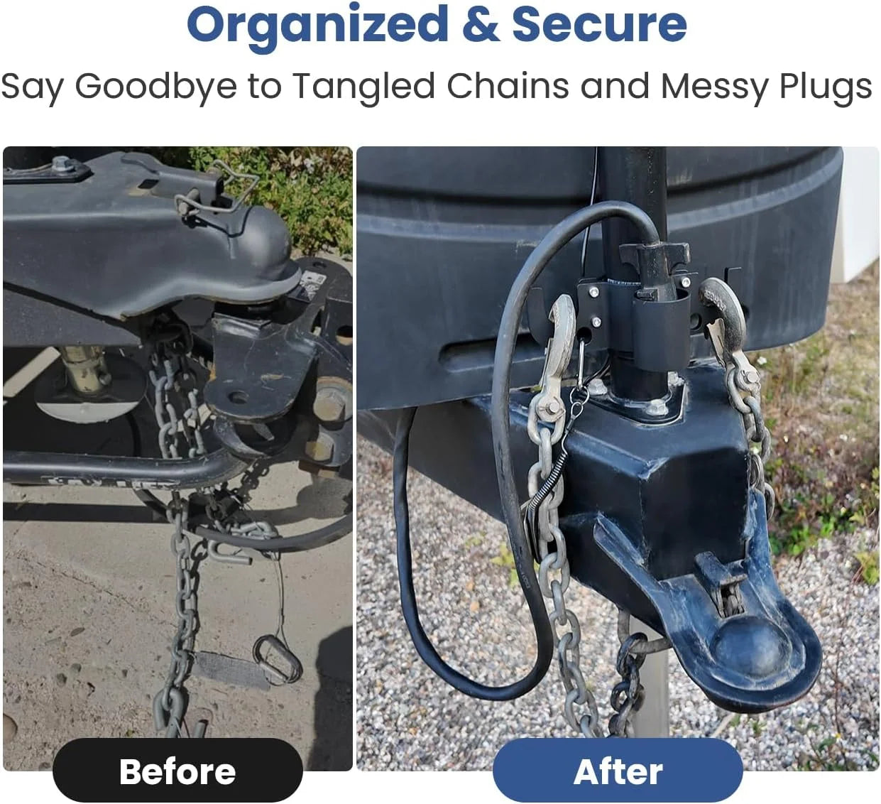 Aluminum Trailer Chain Organizer Robust Hitch Holder Inverted Plug