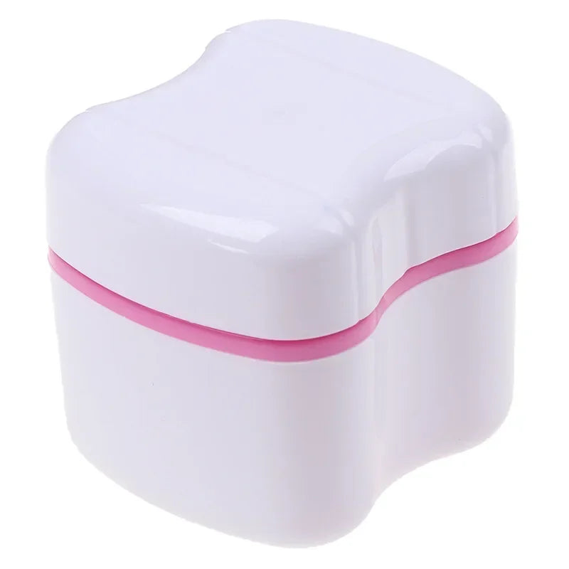 Denture Storage & Cleaning Box | Portable PP Case with Net Denture Storage Case Peaceful Pleasures Health and Wellness Pink