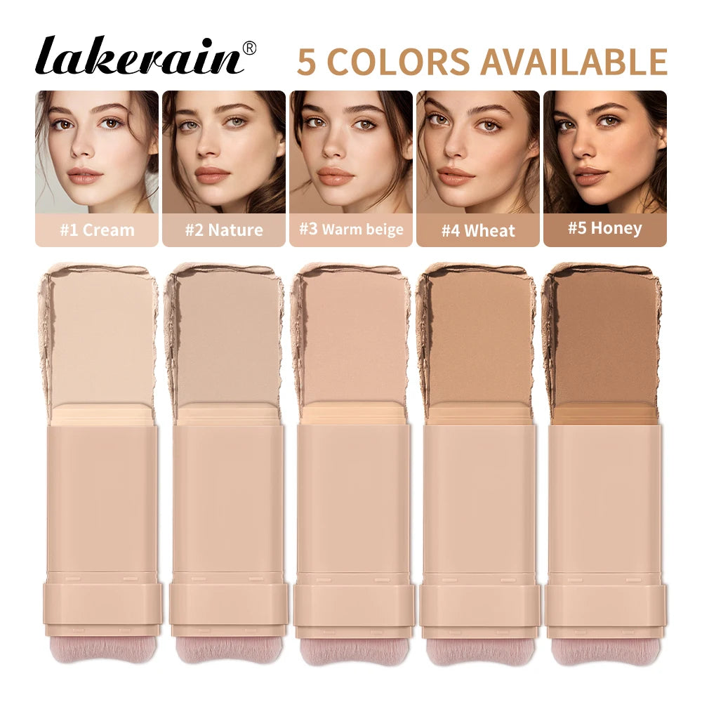 Lakerain Matte Foundation Stick Powerful Coverage Brighten Skin Tone Not Easy Melt Lightweight Smooth Texture Foundation Stick Peaceful Pleasures Health and Wellness