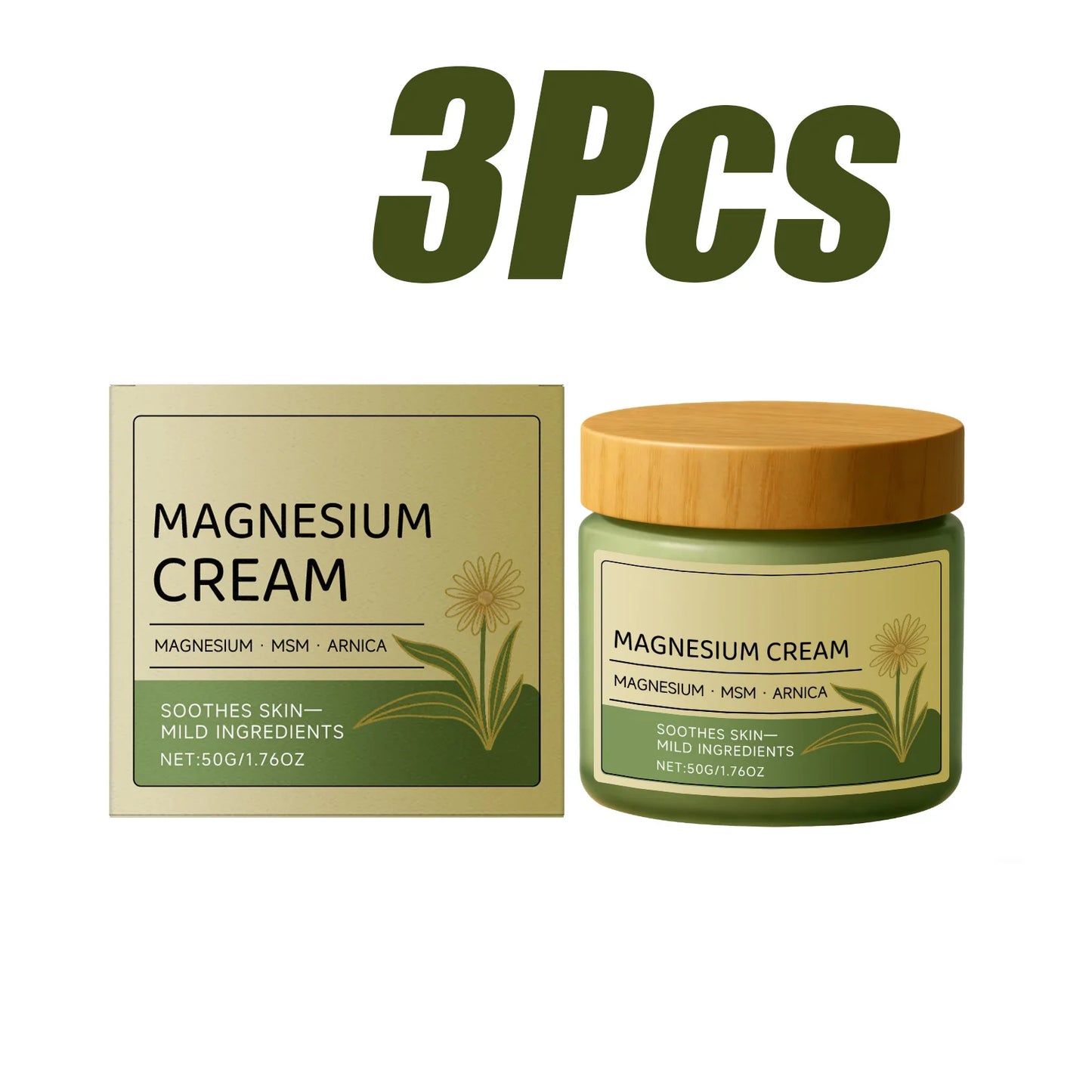 Magnesium Cream for Muscle & Nerve Relief – Body Massage Peaceful Pleasures Health and Wellness 3 x 50g Boxed