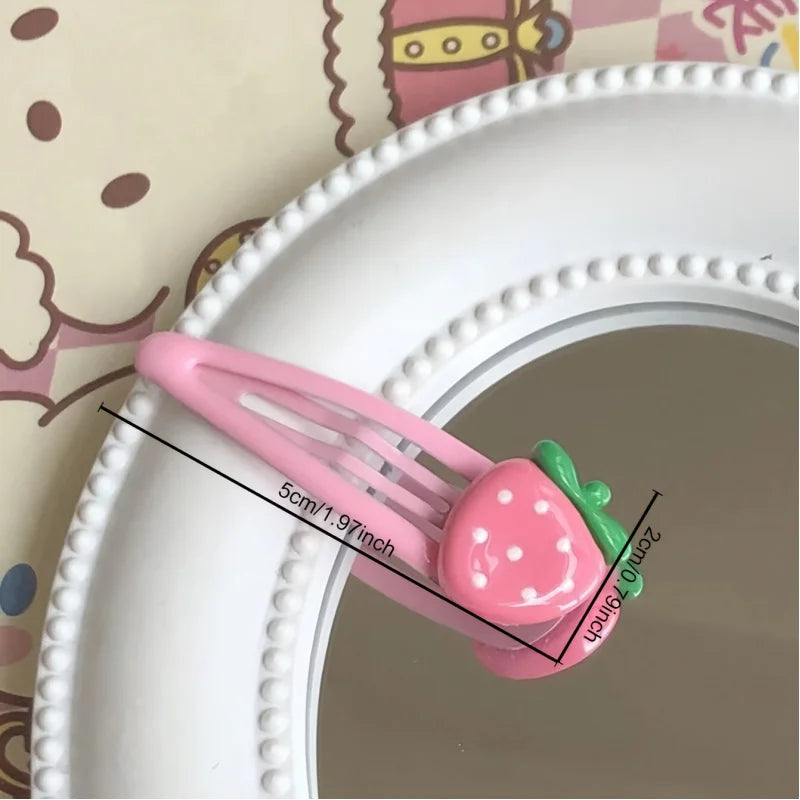 4-Pack Pink Strawberry Cute Hair Clips – Gentle Hold for Bangs & Side Hair Hair Clip Peaceful Pleasures Health and Wellness