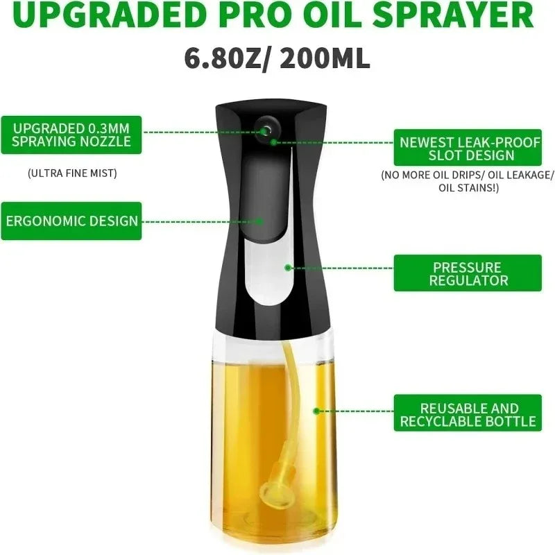 Multipurpose Oil Spray Bottle for Cooking and Grilling with Dropper Bottle, 200ml or 300ml Glass or Plastic Sprayer Dispenser Peaceful Pleasures Health and Wellness
