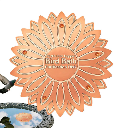 Bird Bath Water Purifier Copper Purification All-Season Physical Safe Copper Disk Bird Bath Insert for Homeowners Gardeners Peaceful Pleasures Health and Wellness