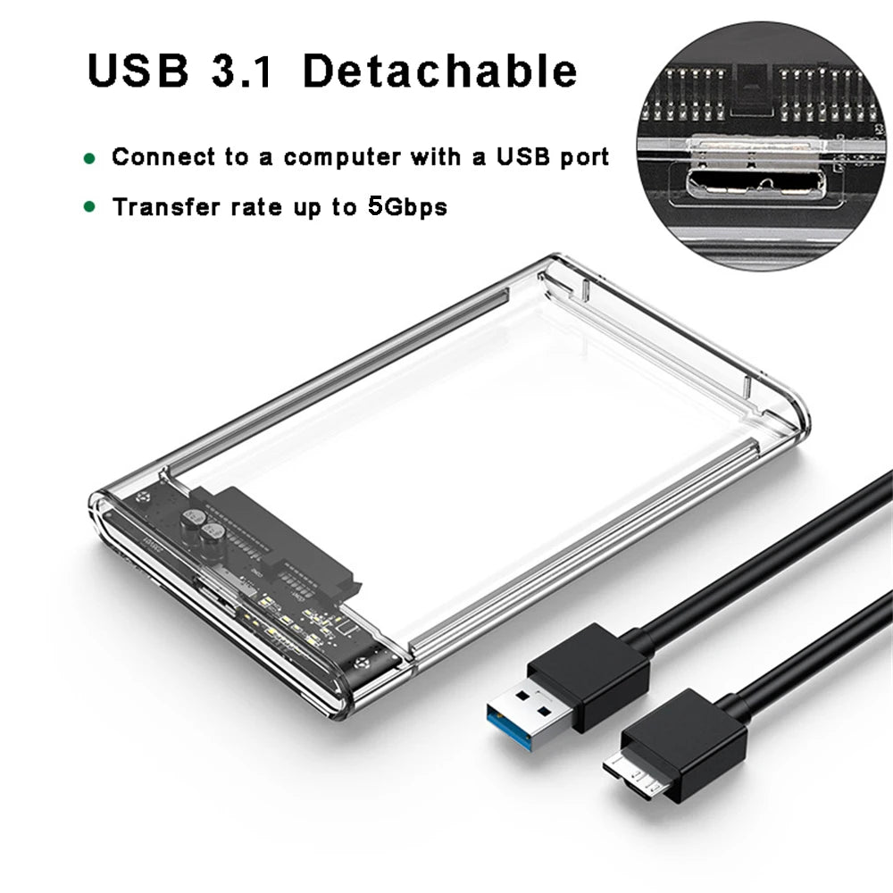 Transparent External Hard Drive Case 2.5 Inch HDD SSD Case Micro-b To USB3.1 4TB Drive Housing Compatible UASP SATA III Laptop Peaceful Pleasures Health and Wellness