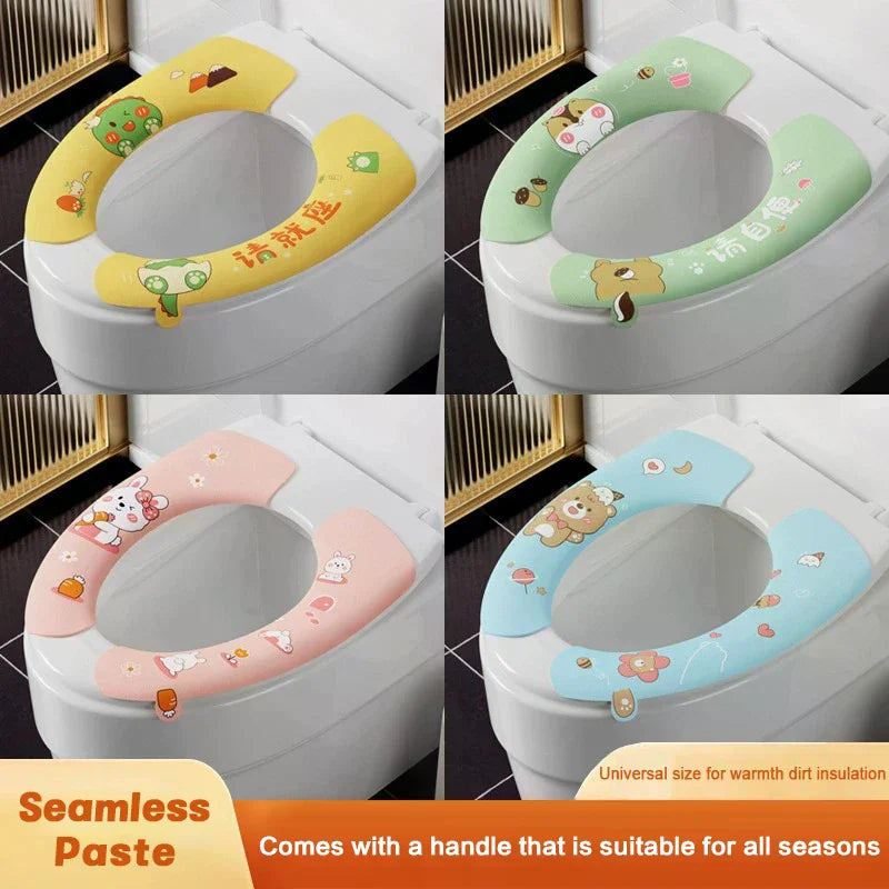 Cartoon Toilet Seat Cover Cushion – Soft Washable Plush Pad (1 Pair)