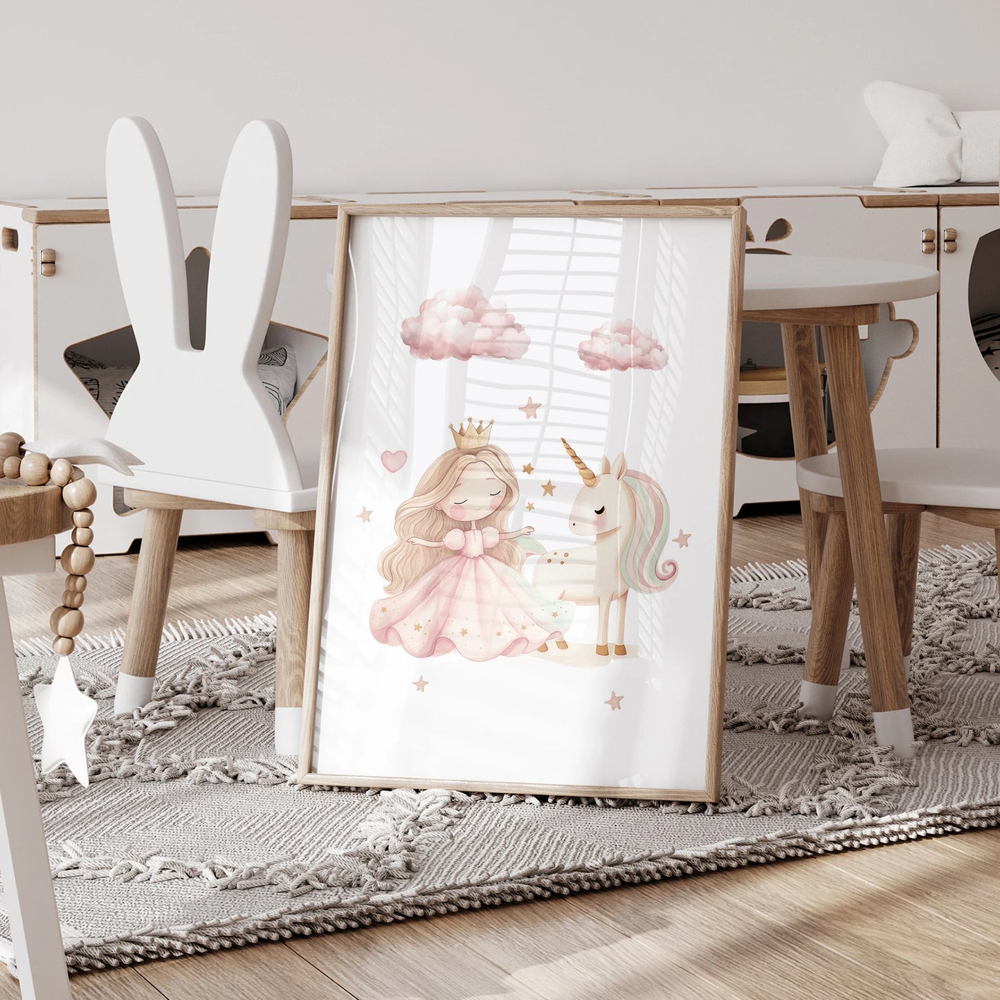 3-Piece Pink Unicorn Princess Canvas Wall Art | Kids Room Decor