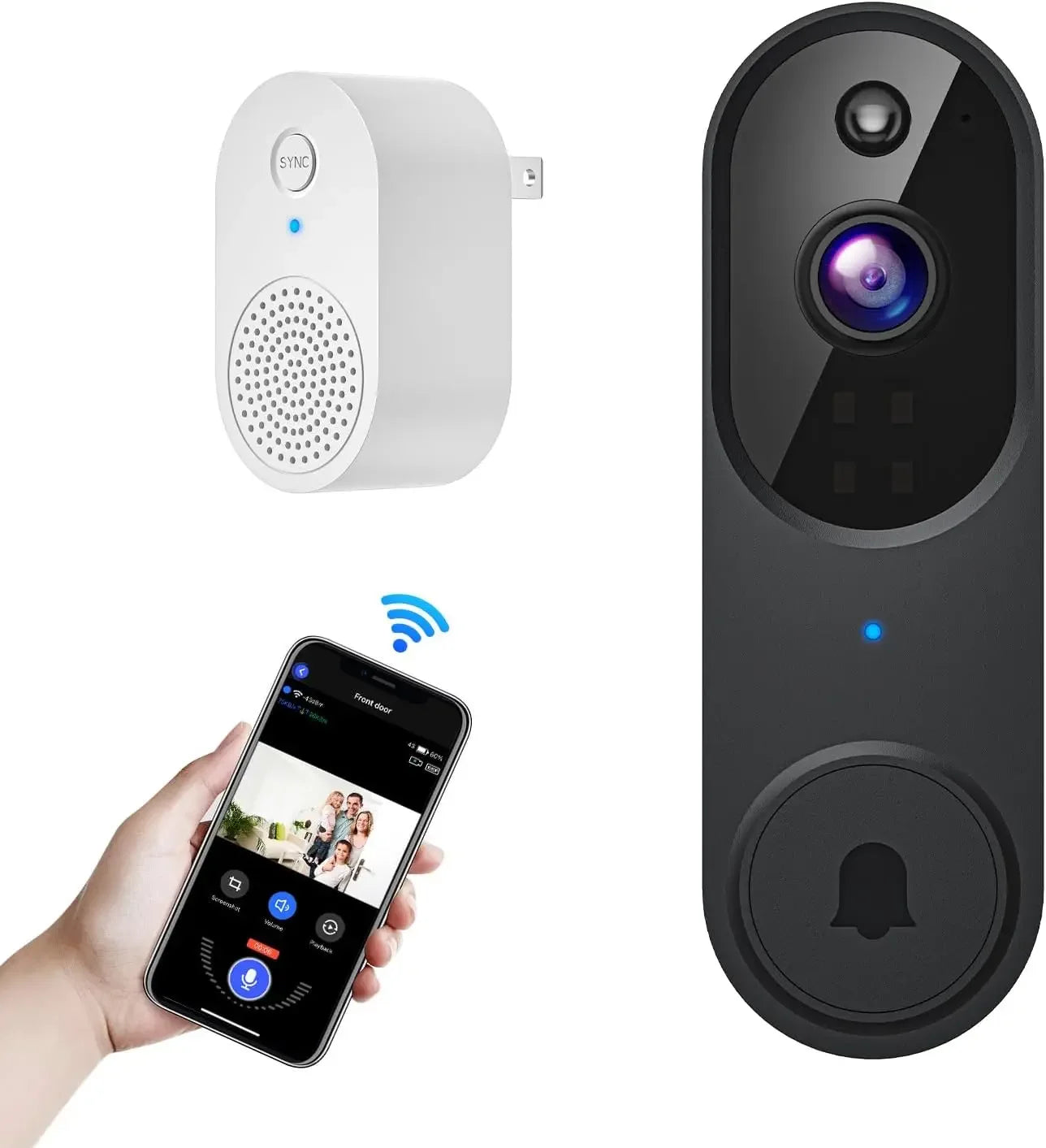 Wireless Video Doorbell Camera with Two-Way Audio, AI Motion Detection, Night Vision, Cloud Storage, 2.4G Wi-Fi Peaceful Pleasures Health and Wellness United States