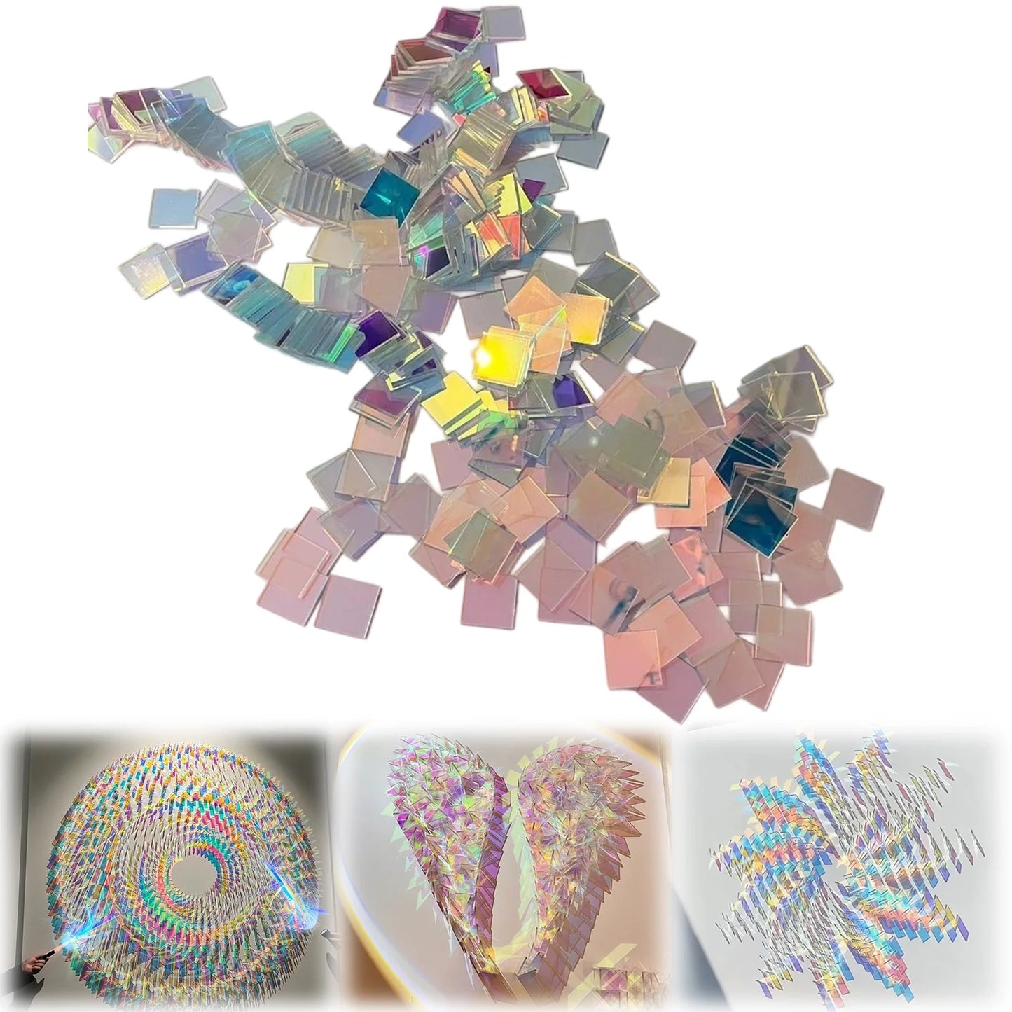 50/100PCS Riandiant Color Plexiglass Iridescent Square Acylic Sheets DIY keychains,Crafting,Home Decoration,Toys,Art Creation Peaceful Pleasures Health and Wellness
