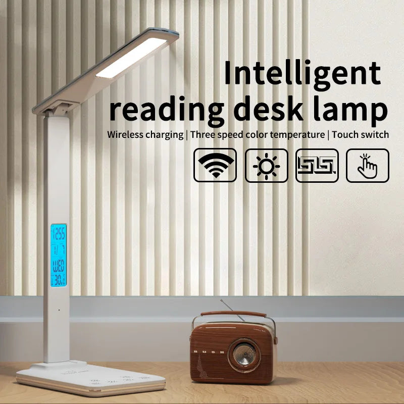 Student-specific eye-protecting desk lamp, multi-functional LED lamp, desktop lamp, smart wireless charging reading desk lamp Peaceful Pleasures Health and Wellness