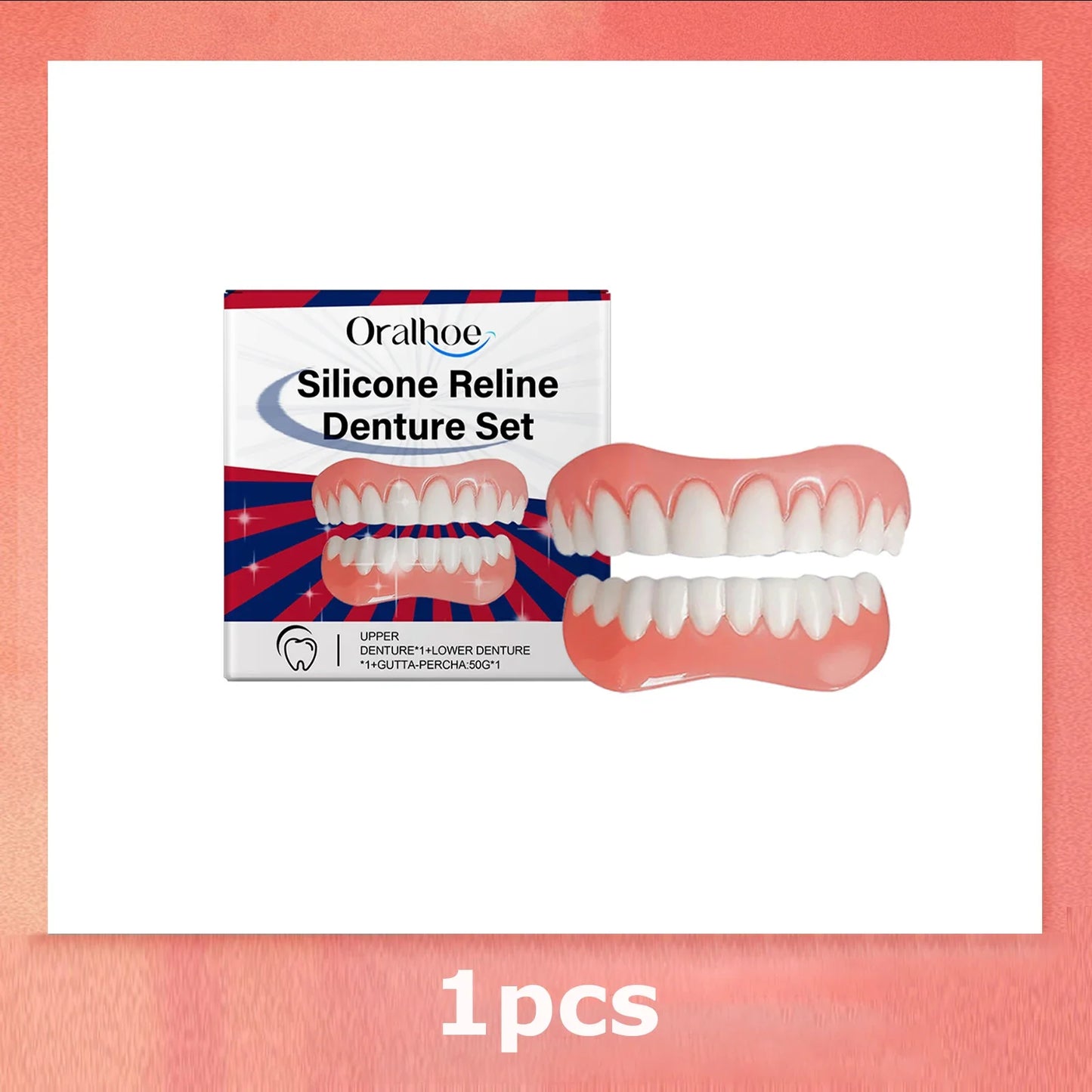 Silicone Denture Veneer Set – Adjustable Upper & Lower Fit
