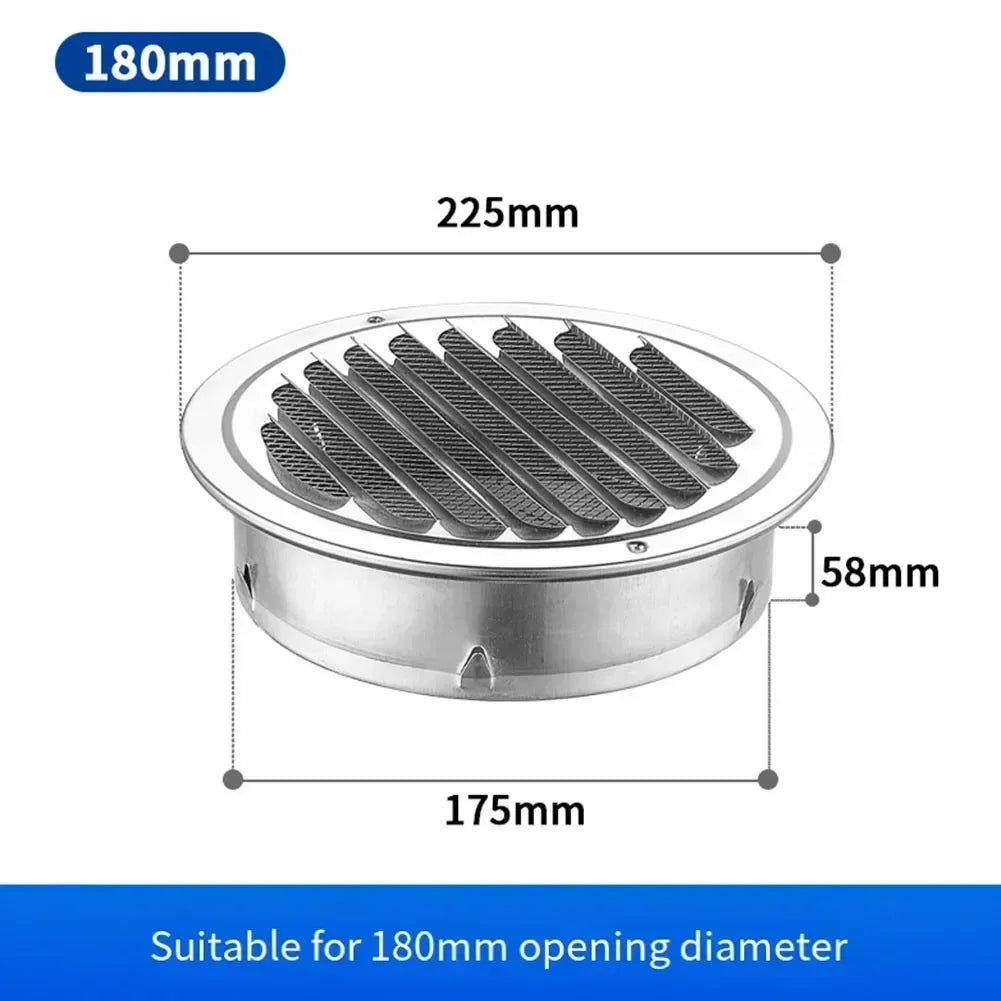 Stainless Steel Round Air Vent Grille Cover | 70–300mm Sizes
