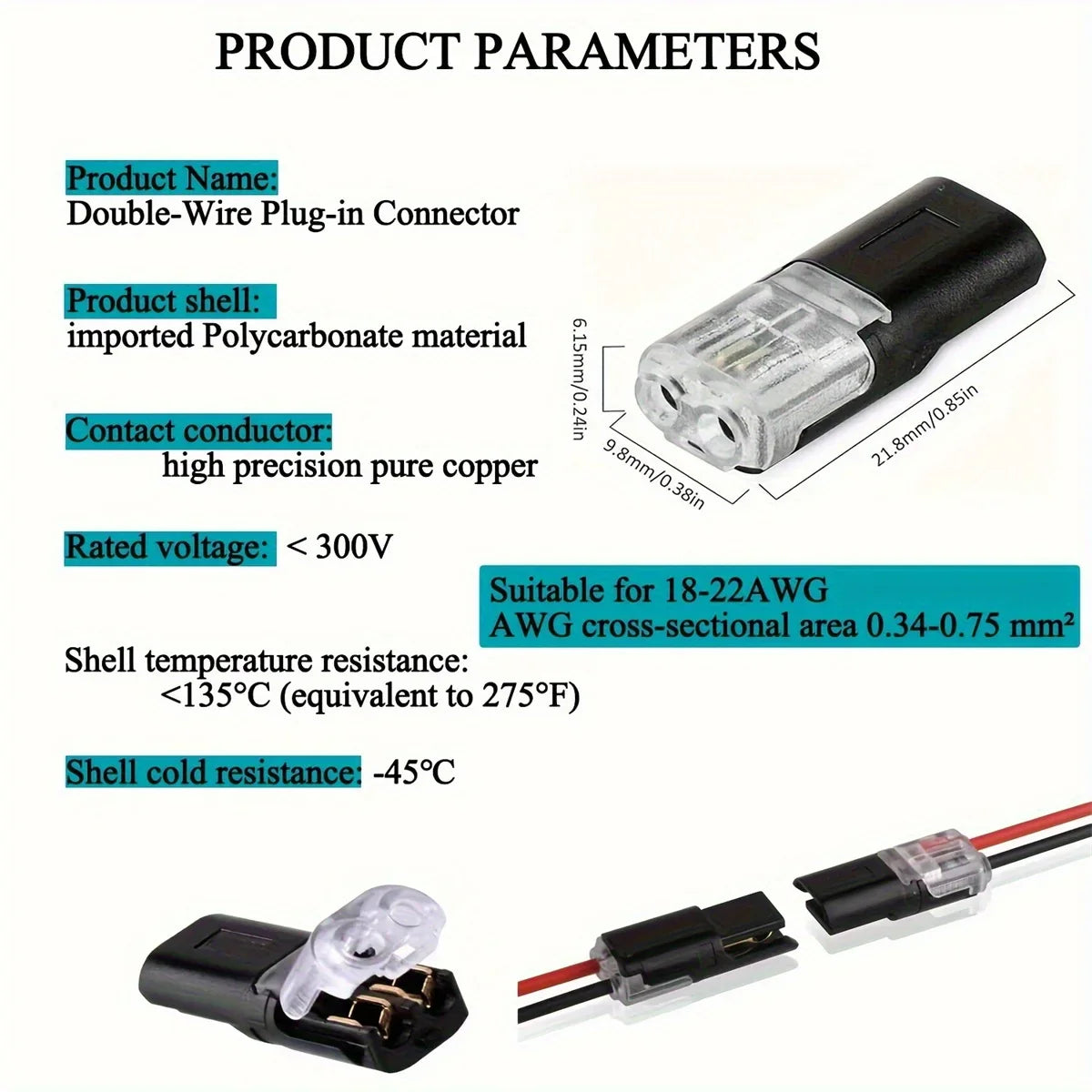 No-Strip Automotive Wire Connector | Quick Detachable Terminal