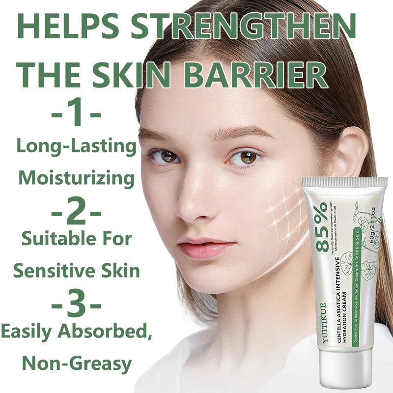 YUITIKUE Centella Asiatica Intensive Hydration Cream 60g 85% Natural Formula for Deep Moisturizing & Sensitive Skin Peaceful Pleasures Health and Wellness