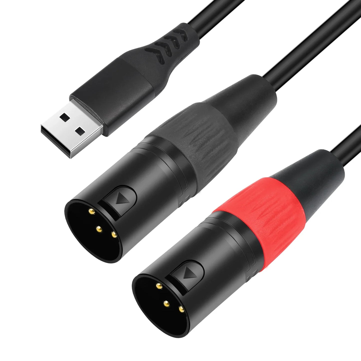USB A to Dual XLR Male Stereo Audio Cable | 32-Bit DAC