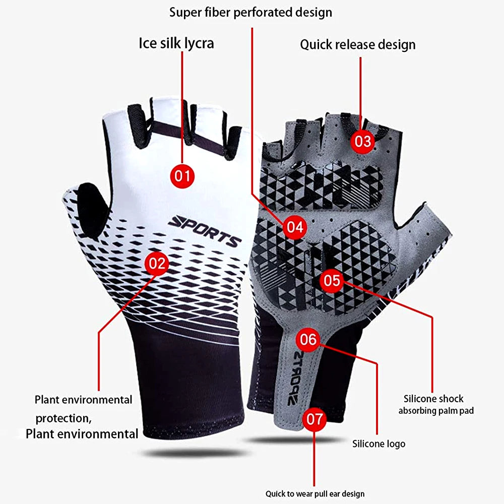 1Pair Cycling Bike Gloves,5MM Padded Half Finger Bicycle Gloves,Summer Road Bike Gloves for Cycling,Running,Working Out Peaceful Pleasures Health and Wellness