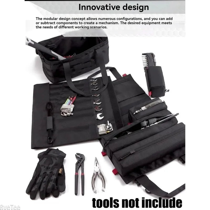 2-in-1 Heavy Duty Electrician Tool Bag Roll & Waist Organizer