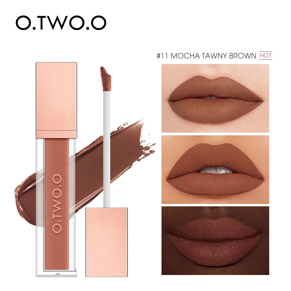 O.TWO.O Velvet Matte Liquid Lipstick – 12 Shades Waterproof