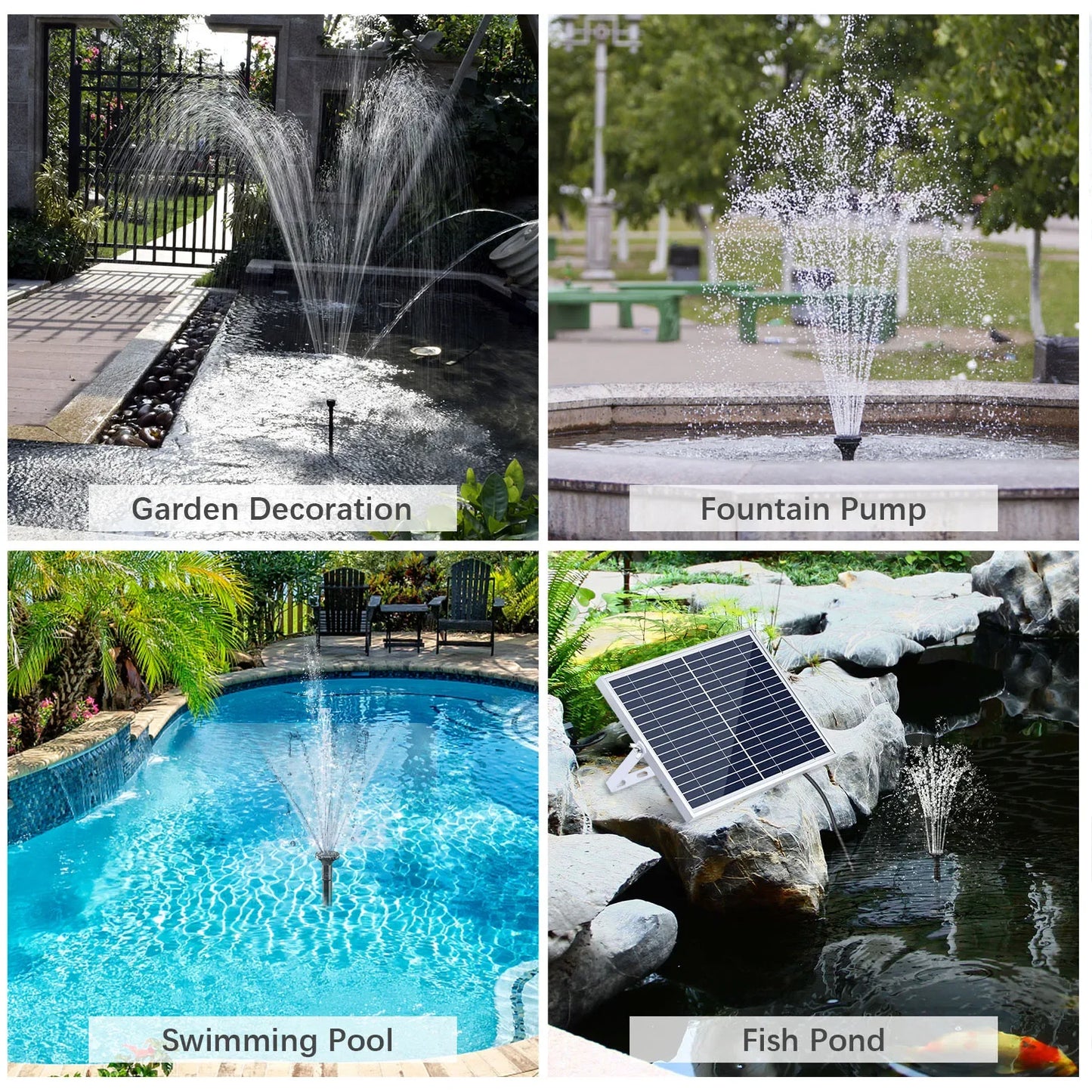 10W Solar Fountain Pump Water Height Large Panel 3 Nozzles Max Bird