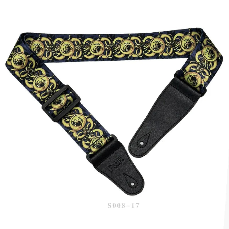 PP Guitar Strap Ethnic Sunflower Flower Musical Instrument