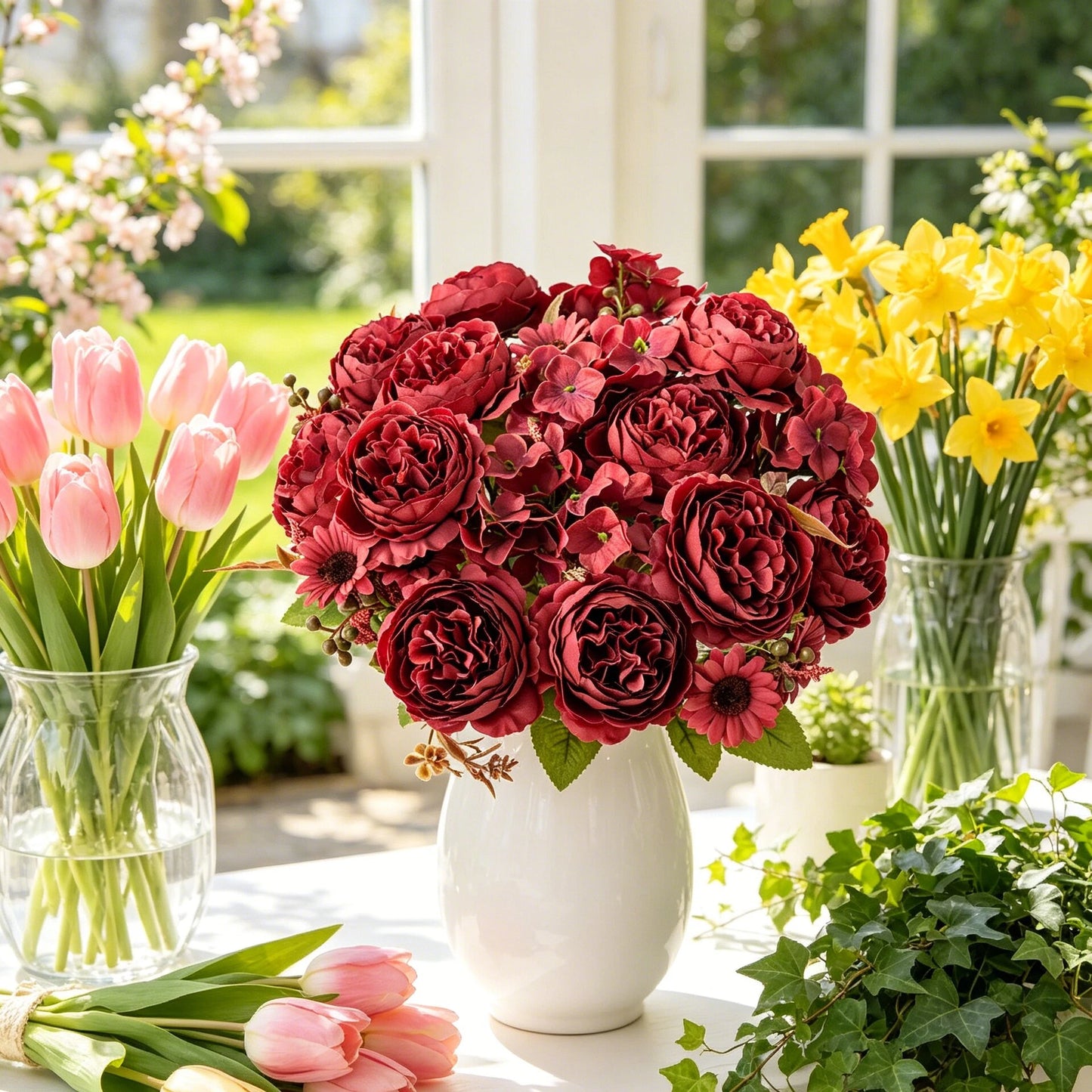 Artificial Silk Persian Peony Bouquet – Wedding & Home Decor