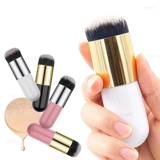 1PC Chubby Kabuki Makeup Brush - Multi-Use Foundation & Powder Brush for Liquid/Cream/Cosmetics, Travel-Friendly Soft Bristles Peaceful Pleasures Health and Wellness