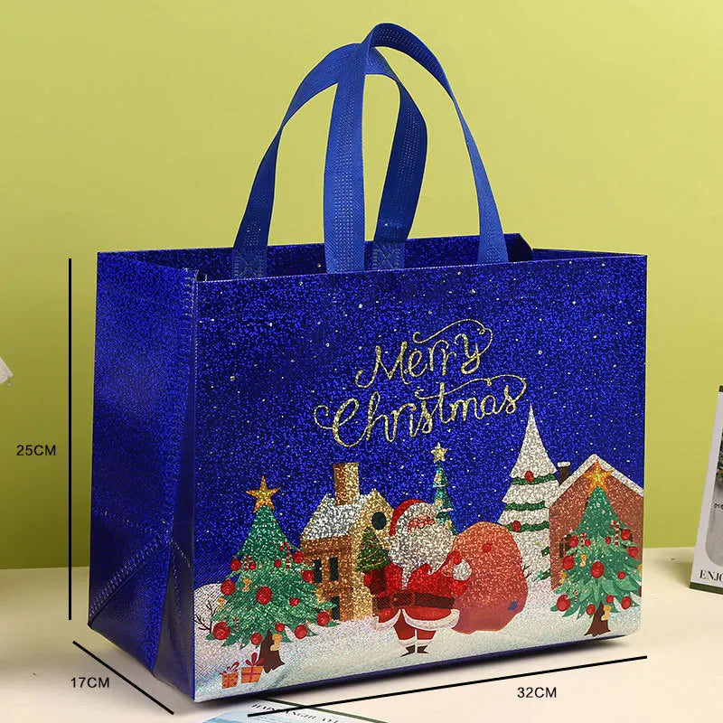 Christmas Non-Woven Tote Gift Bag | Santa & Xmas Tree