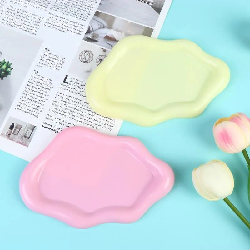 Cloud Shape Plastic Jewelry Tray Organizer for Rings Earrings Bracelets Ideal for Home Desk Storage Modern Design Peaceful Pleasures Health and Wellness