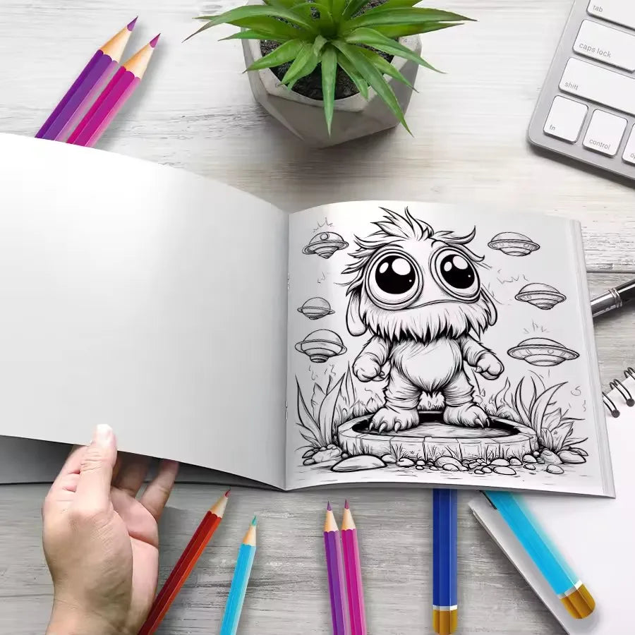 Little Monster Coloring Book 20 Pages Adult Picture Animals Drawings