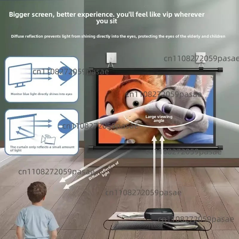 72-Inch Floor-Standing Projection Screen | No-Drill Bracket