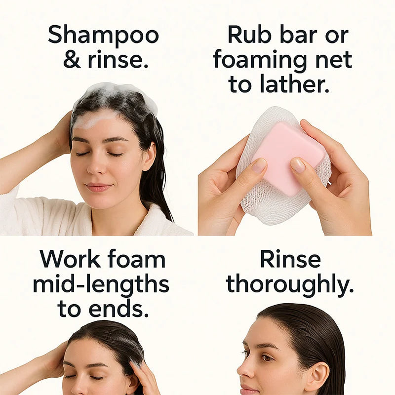 Castor Oil Conditioner Soap Bar,Moisturizing Nourishing Solid Shampoo,Strengthen Hair Roots Care,For Dry Frizzy Damaged Hair Peaceful Pleasures Health and Wellness
