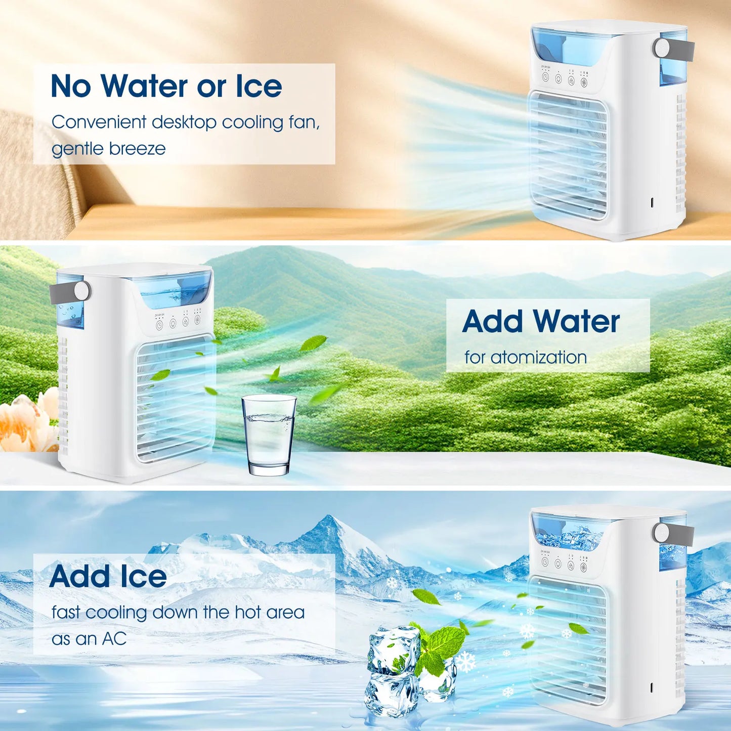 USB Desktop Air Cooler for Bedroom/office Misting Fan with Light Outdoor Portable Air Conditioner Fan 700ML Long-lasting Cooling Peaceful Pleasures Health and Wellness
