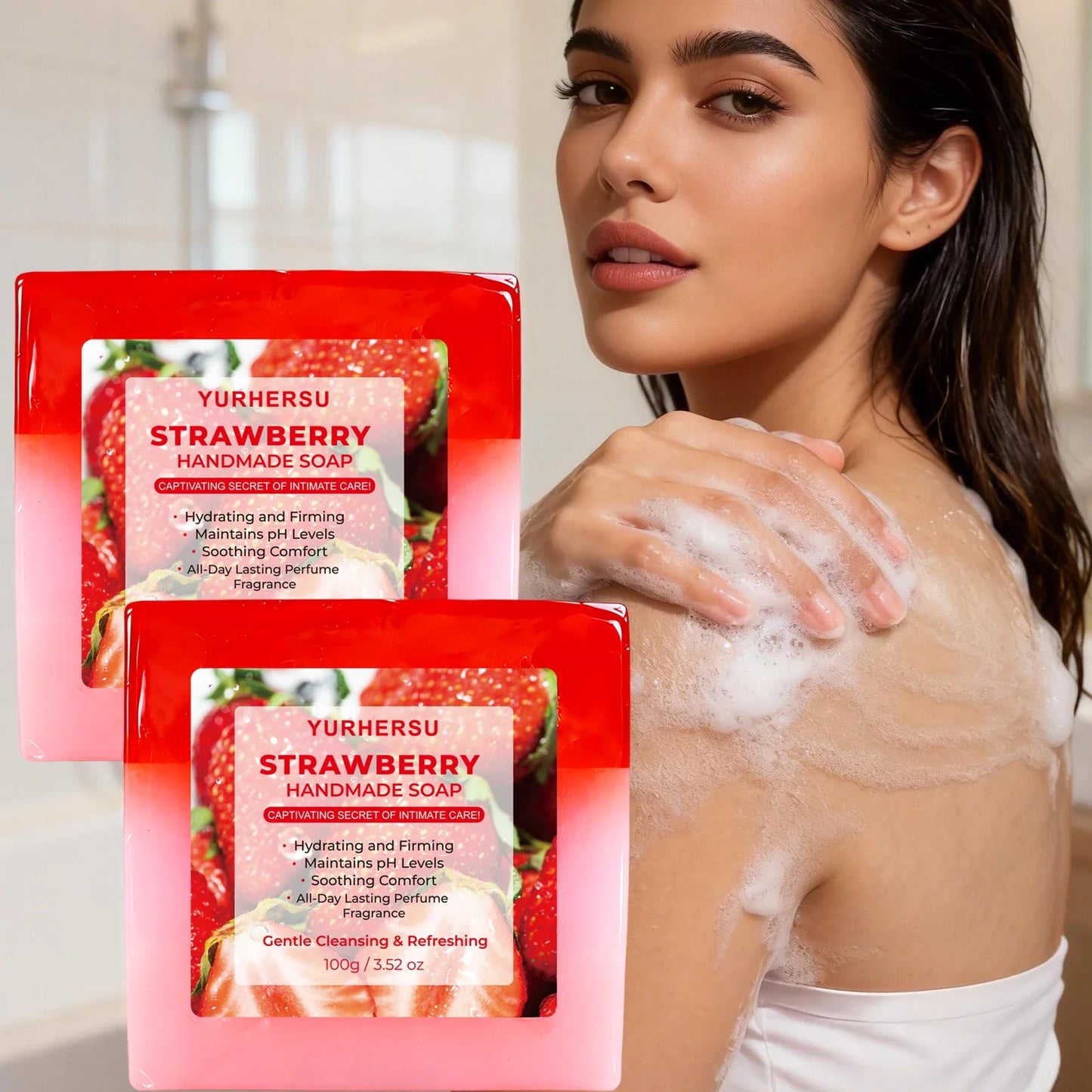 Strawberry Handmade Soap – Brightening & Moisturizing Bar