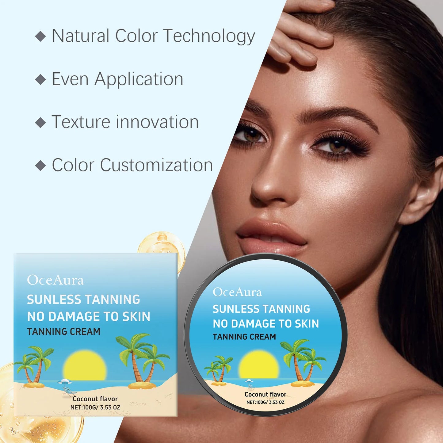 OceAura Coconut Tanning Body Cream – Sun-Free Natural Tan