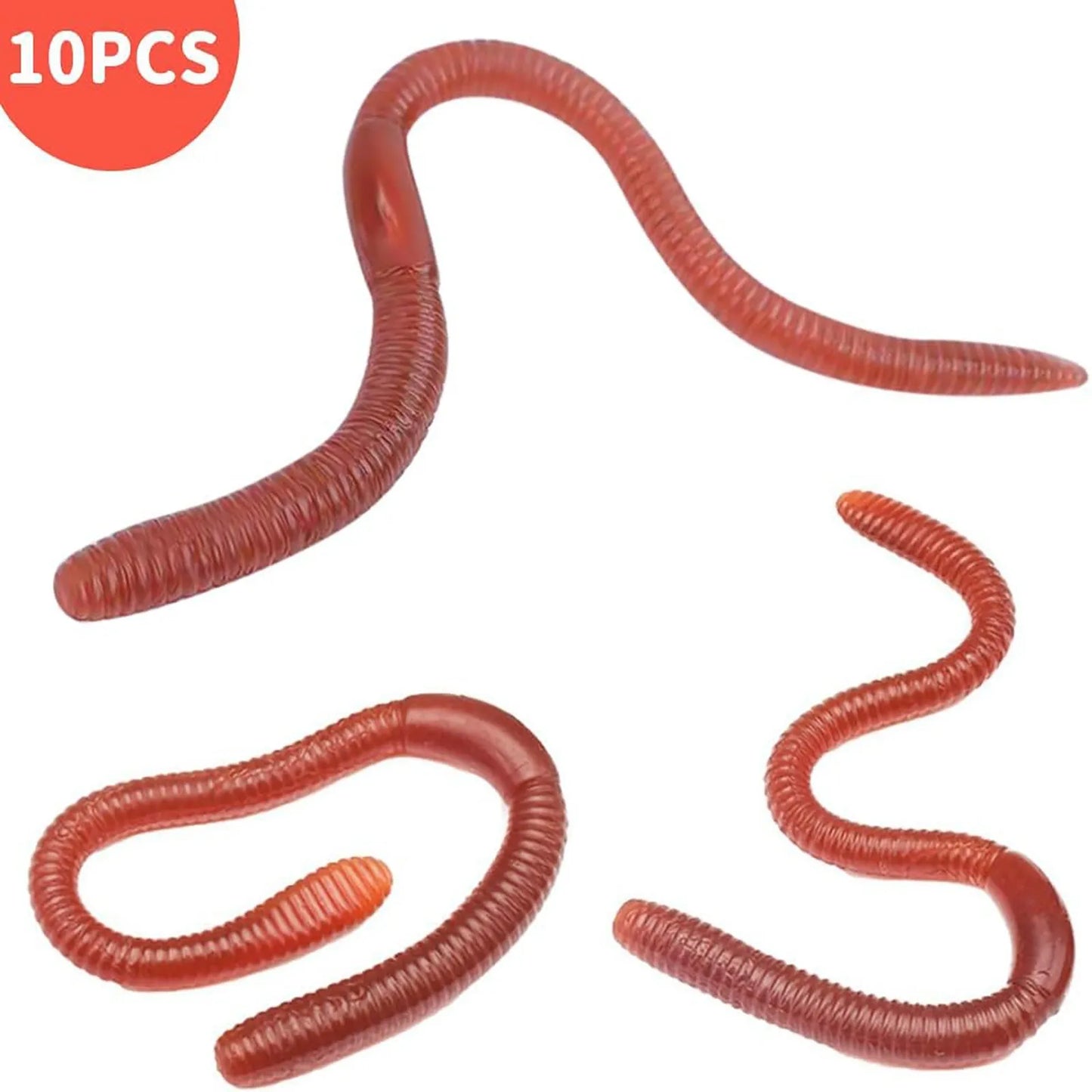 10-Pack Realistic Fake Earthworms – Prank Toy & Party Prop
