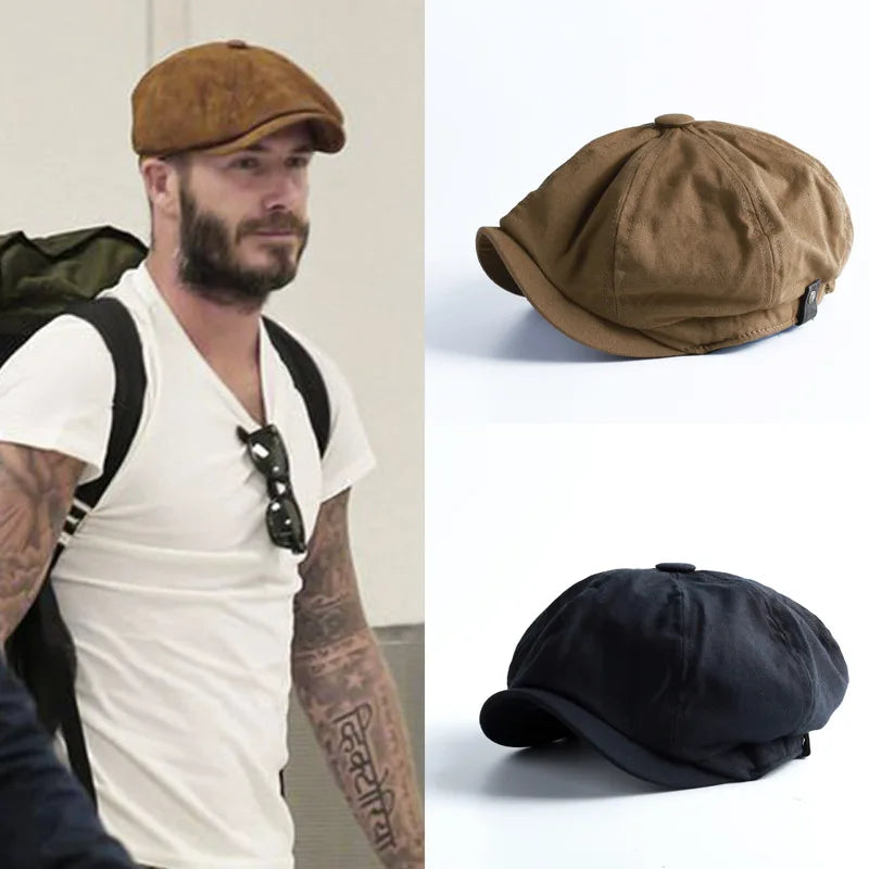 Men's Cotton Retro Newsboy Beret | British Octagonal Painter Hat