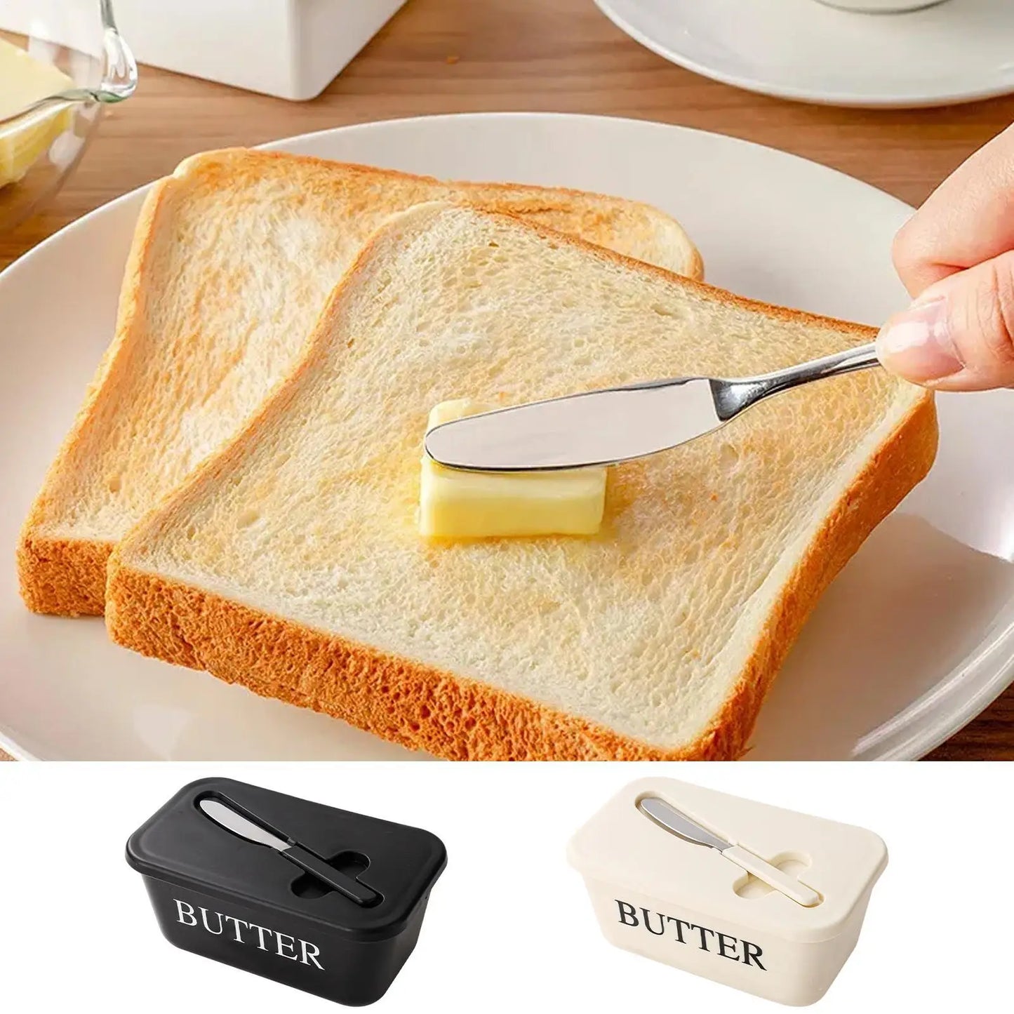 Butter Dish with Lid & Built-In Cutter | Large Capacity