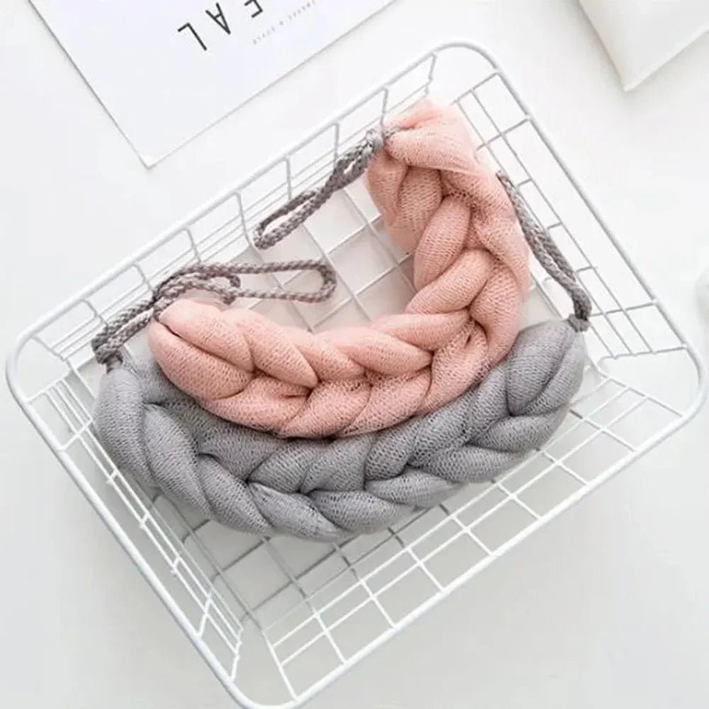 Flower Mesh Long Back Scrubber Exfoliating Bath Sponge Strap Bath Scrubber Strap Peaceful Pleasures Health and Wellness