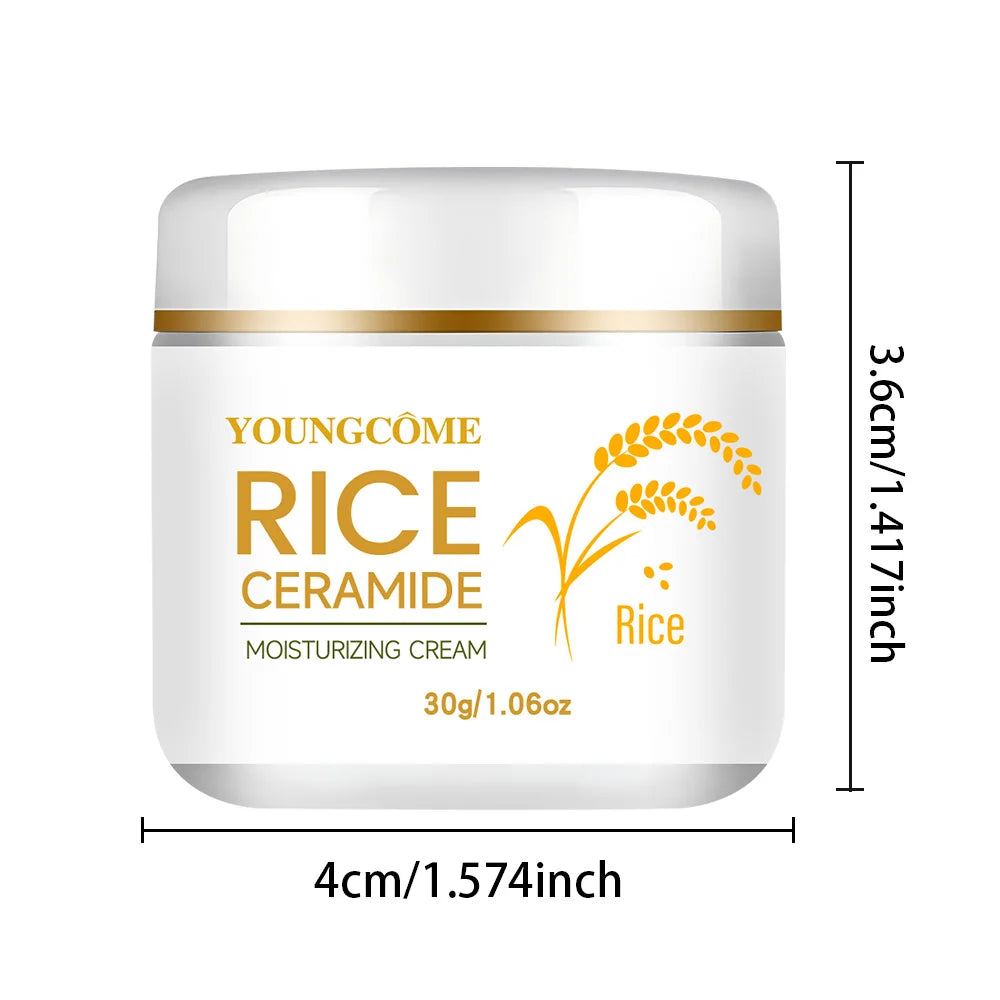 30/60g Rice Cream For Face White Rice Essence Brightening Moisturizing Cream Lightweight Moisturizer Face Cream Smooth Lines Peaceful Pleasures Health and Wellness 30g