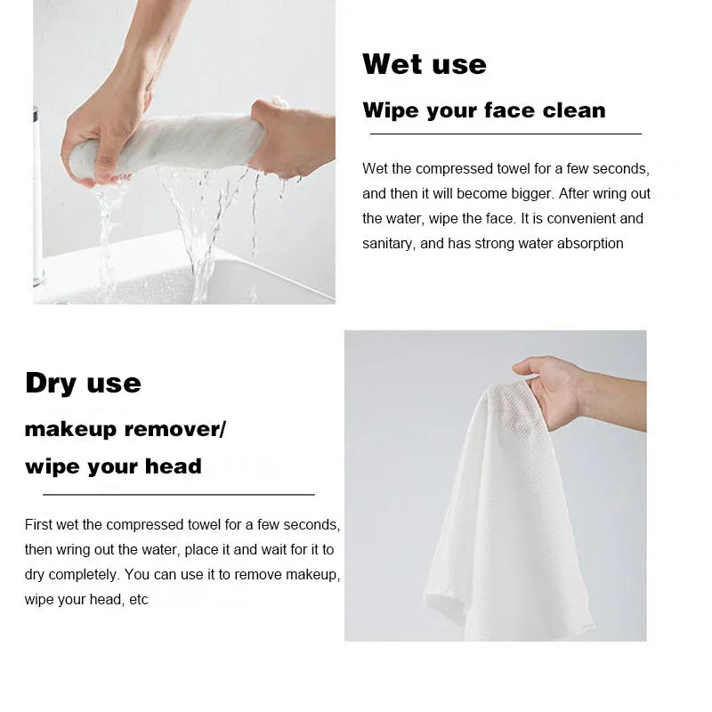 10-Pack Compressed Travel Towels | Quick-Dry Disposable Washcloths