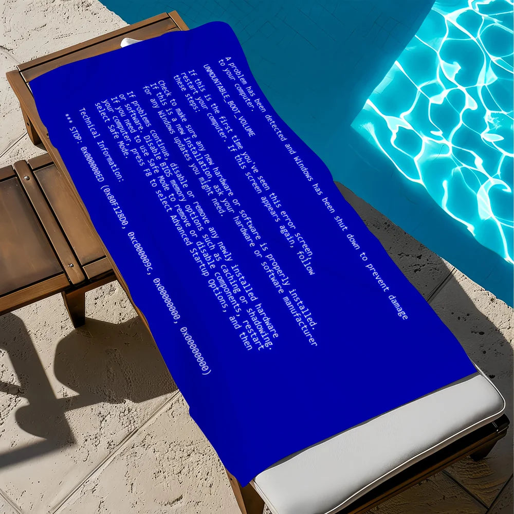 Computer Malfunction Quick-Dry Beach Towel | Funny Tech Gift