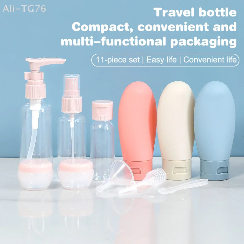 11-Piece Refillable Travel Bottles Set for Toiletries & Cosmetics